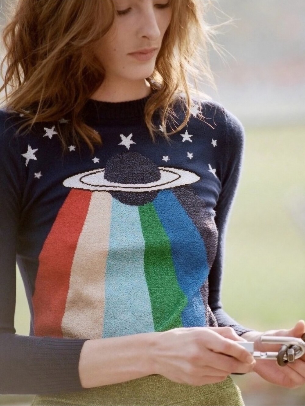 RARE Stoned Immaculate x David Bowie Collection Major Tom Sweater Navy Size M